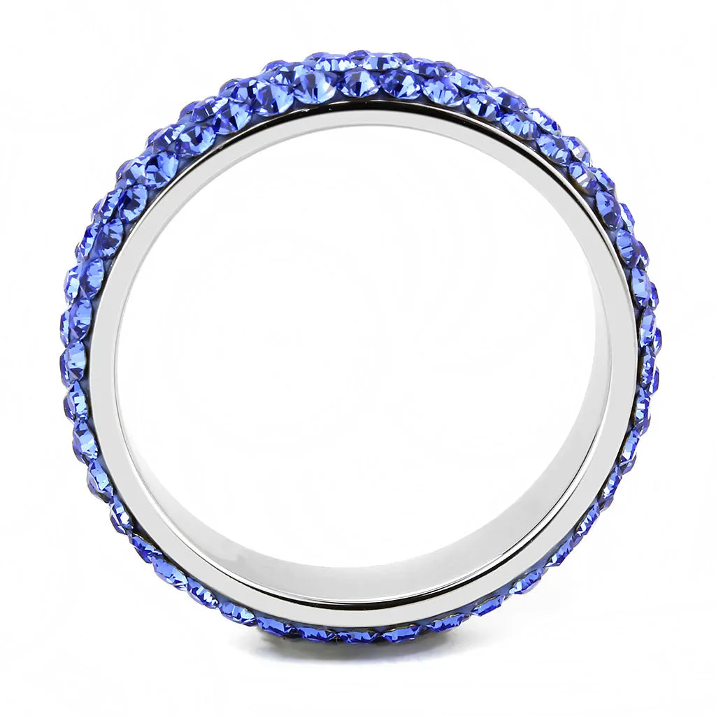 CJ3539 Wholesale Women's Stainless Steel Top Grade Crystal Sapphire Infinite Sparkle Ring