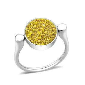 CJ385411 Wholesale Women's Stainless Steel Top Grade Crystal Round Topaz Ring