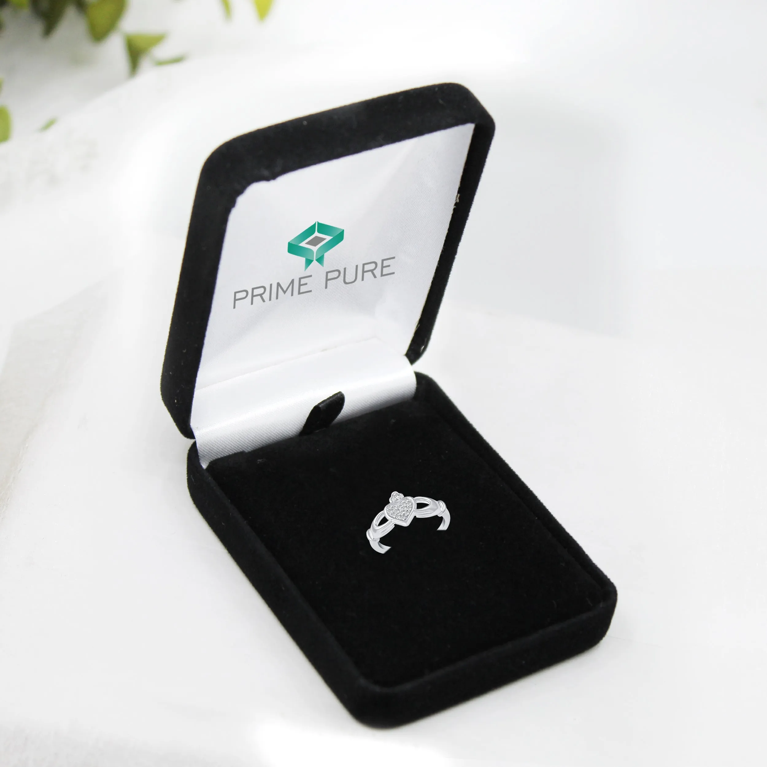 Claddagh Pave Heart Friendship Promise BFF Irish Ring in 925 Sterling Silver