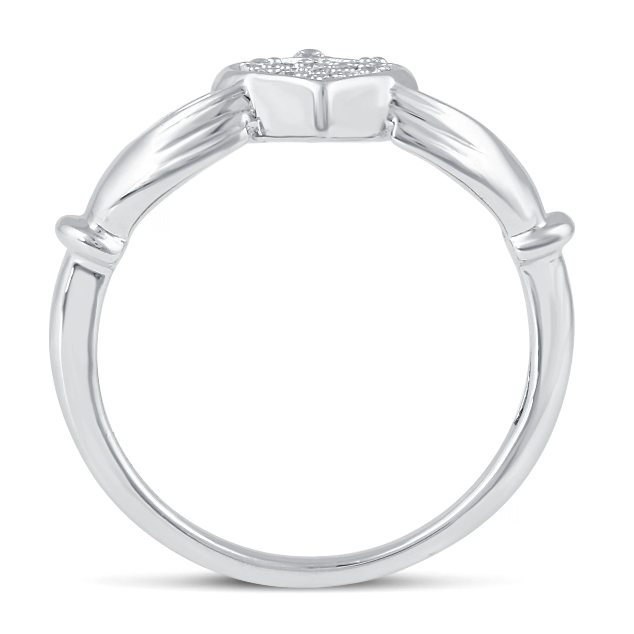 Claddagh Pave Heart Friendship Promise BFF Irish Ring in 925 Sterling Silver
