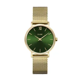 Cluse Minuit Mesh, Green, Gold Colour