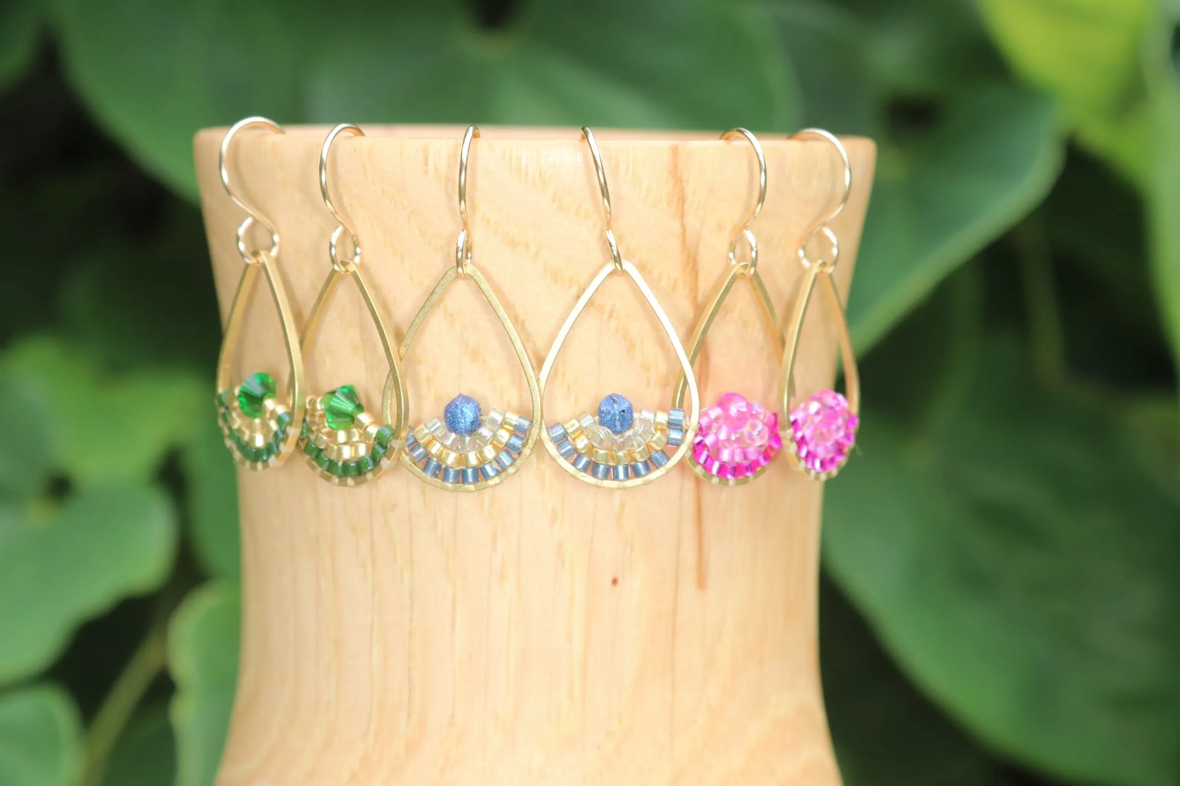 Colorful Beaded Teardrop Earrings
