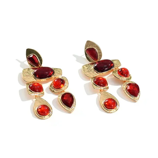 Colorful Long Dangle Drop Crystal Stone Earrings