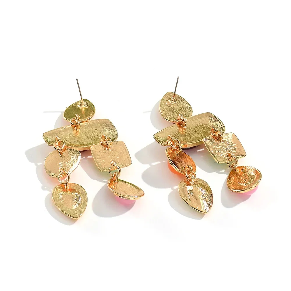 Colorful Long Dangle Drop Crystal Stone Earrings