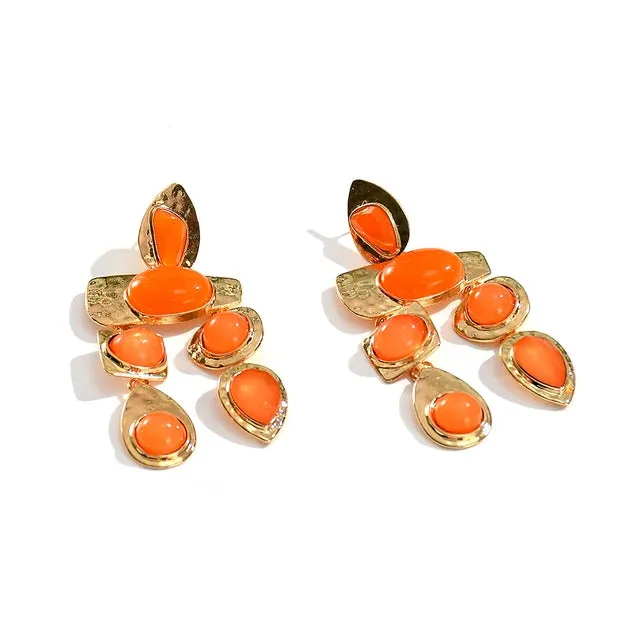 Colorful Long Dangle Drop Crystal Stone Earrings