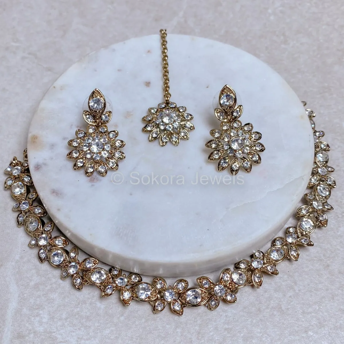 Corrina Necklace set - Clear/Gold
