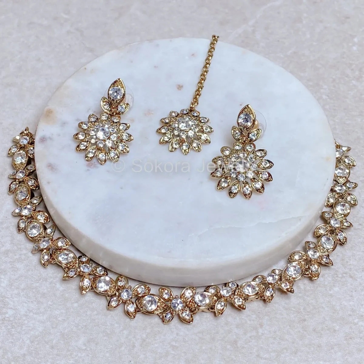 Corrina Necklace set - Clear/Gold