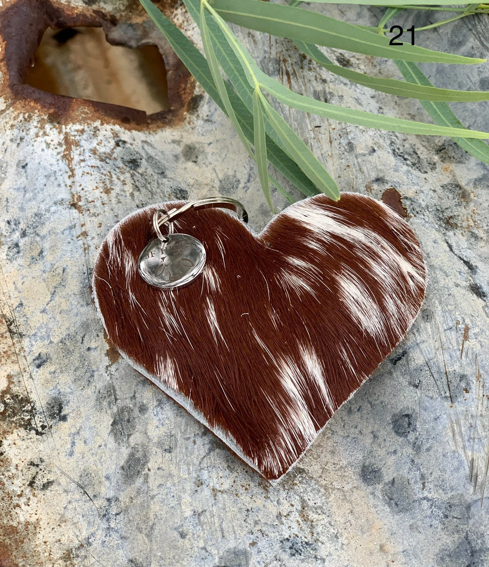 Cow Hide Heart Key Tags _ No 21