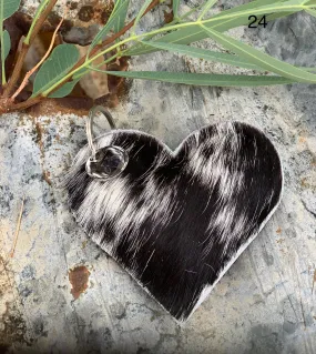 Cow Hide Heart Key Tags _ No 24