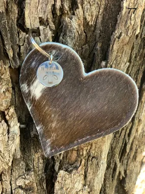 Cow Hide Heart Key Tags _ No  77