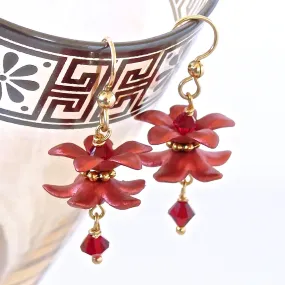 Cranberry Star Jasmine: Flower Earrings