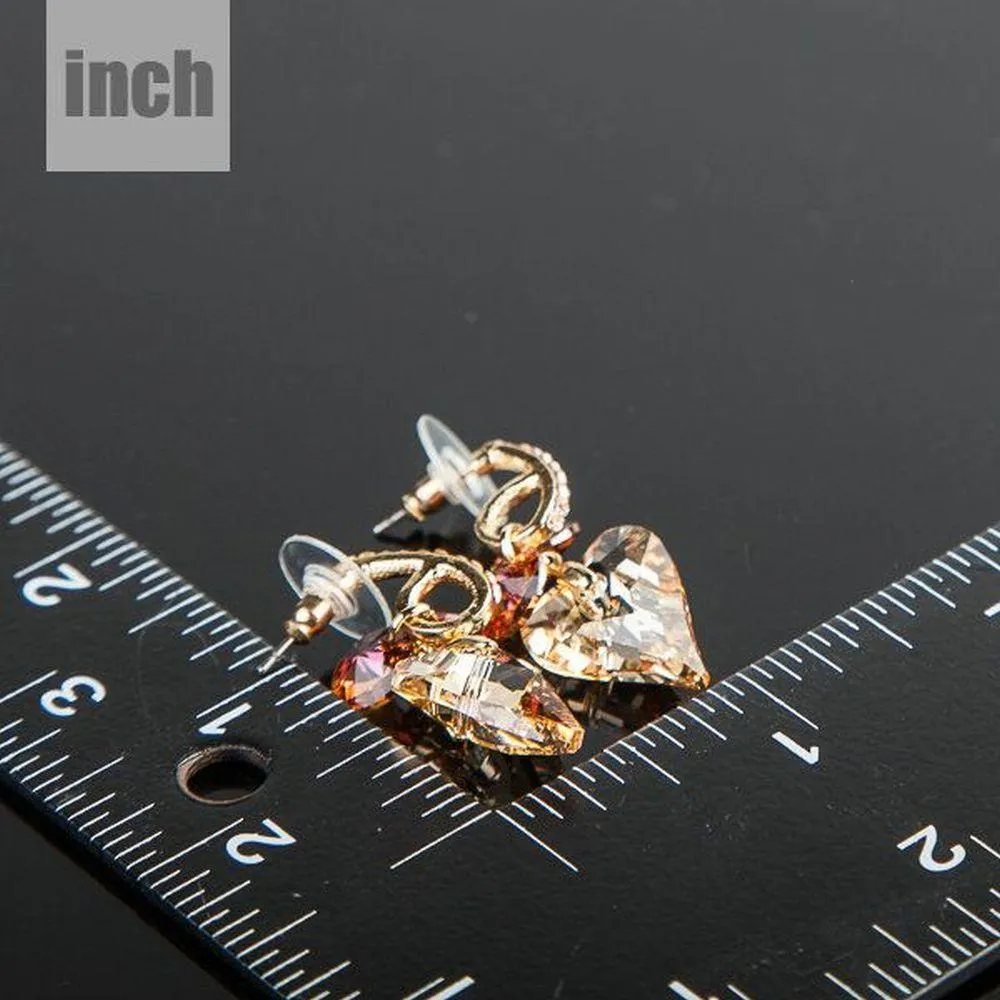 Crystal Caramel Heart Drop Earrings