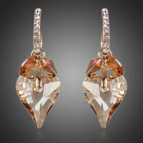 Crystal Caramel Heart Drop Earrings