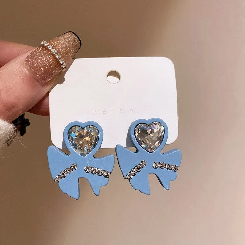 Crystal Pearl Heart Retro Earrings for Women
