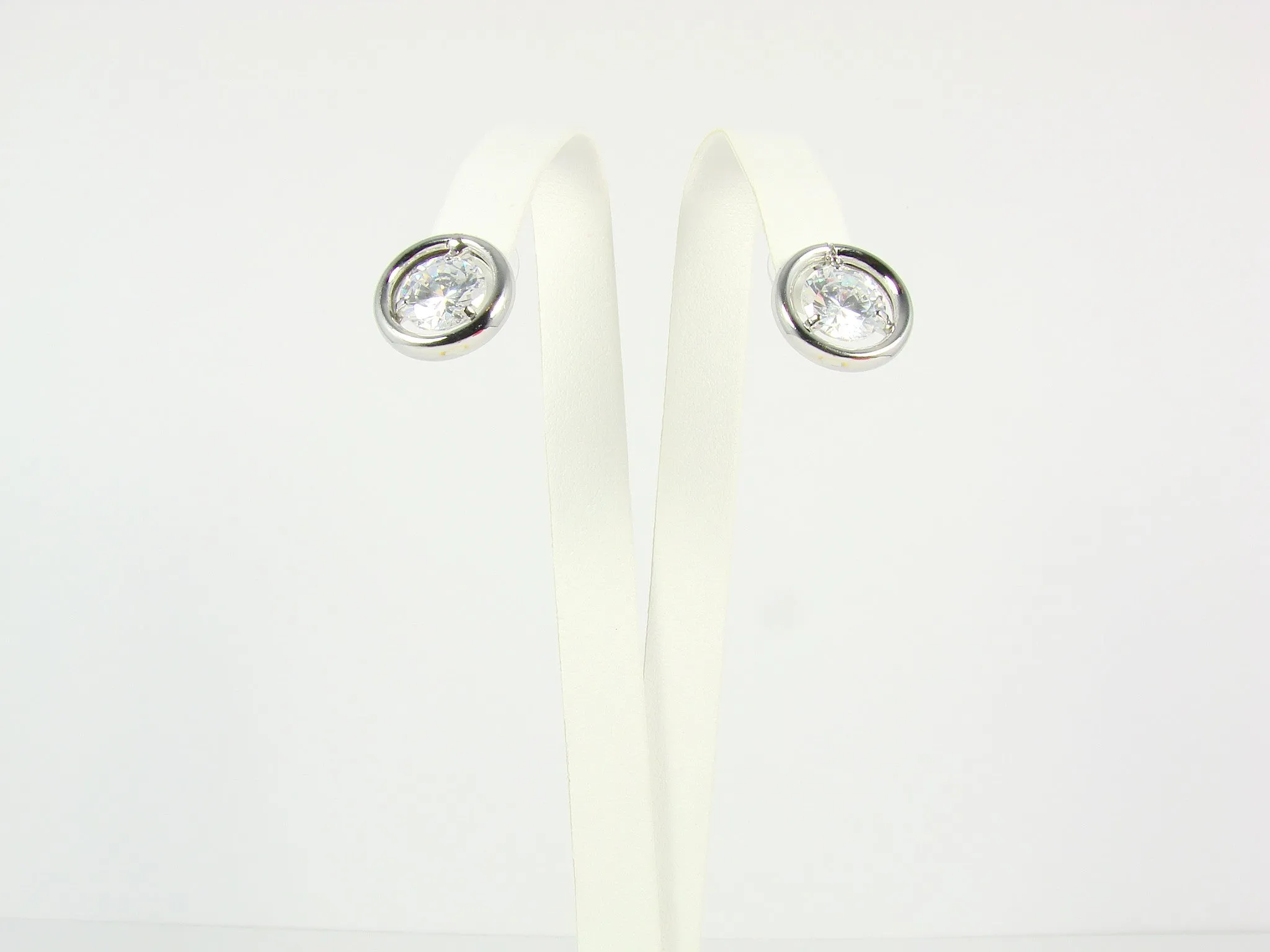 Cubic Zirconia Crystal Silver Stud Earrings