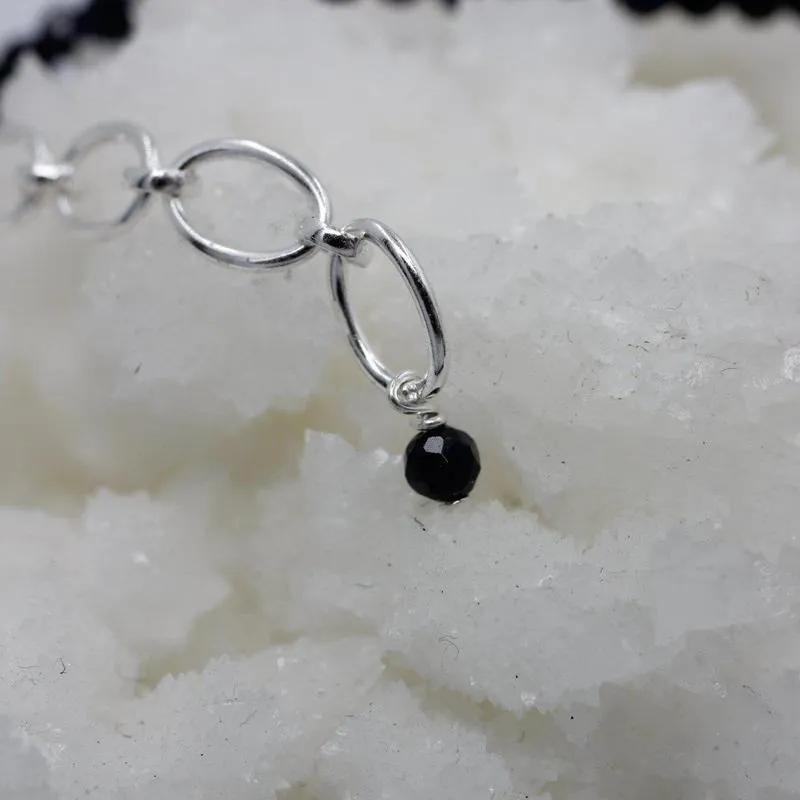 Dark Blue Sapphire Dainty Faceted Necklace || .925 Sterling Silver