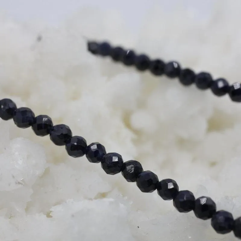 Dark Blue Sapphire Dainty Faceted Necklace || .925 Sterling Silver
