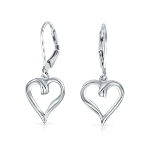 Delicate Open Heart Shaped Dangle Earrings Rose Gold Plated Sterling Silver