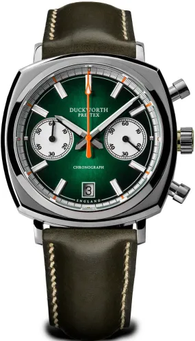 DP Watch Chronograph 42 Green Sunburst Olive Green Leather