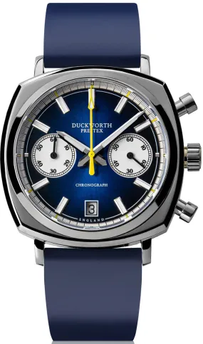Duckworth Prestex Chronograph 42 Blue Sunburst Blue Rubber