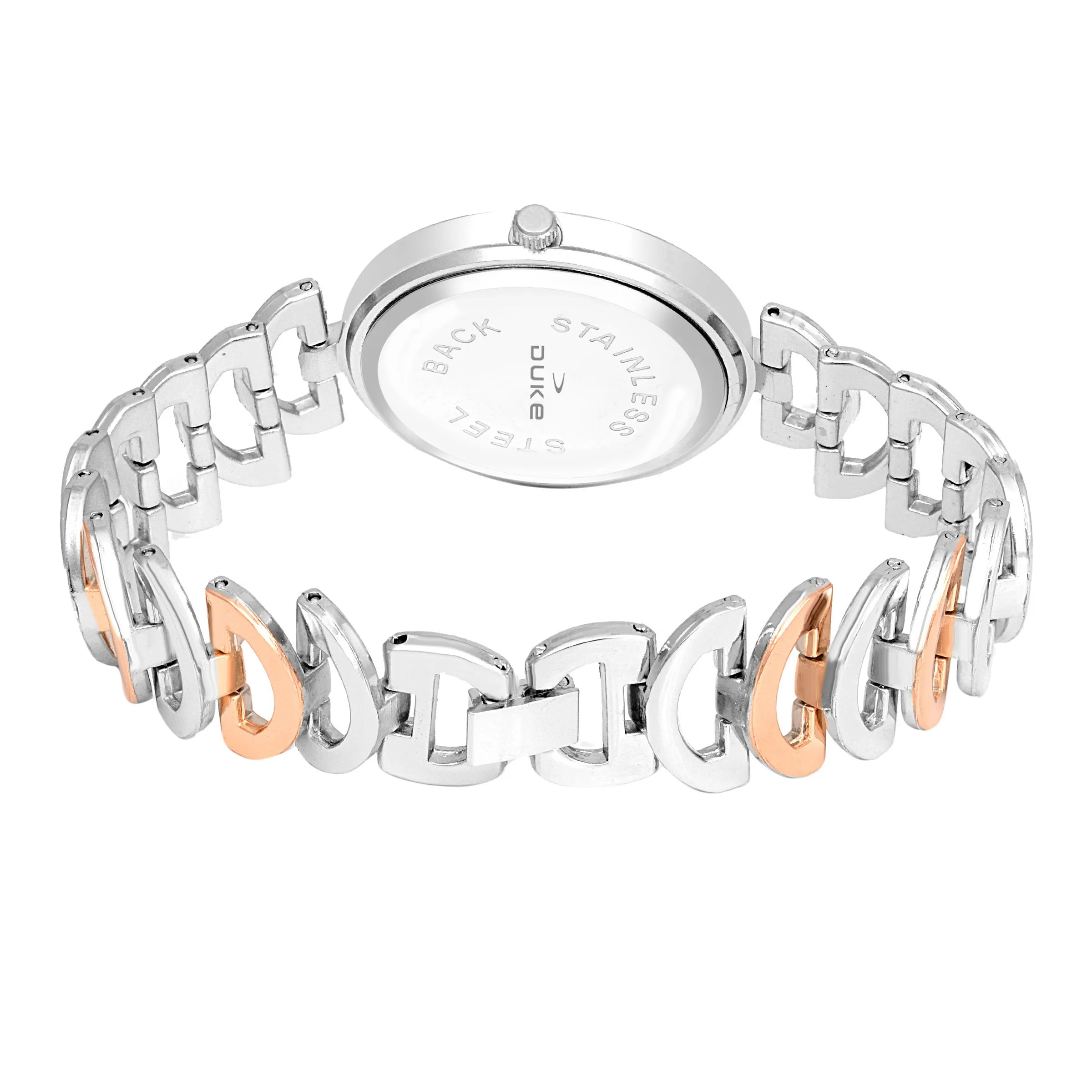 Duke Analogue Women Watch White Dial Steel And Rose Gold Colored Strap (DK7006RW02C)