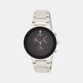 Eco-Drive Men's Black Stainless Steel Chronograph Watch AT2240-51E