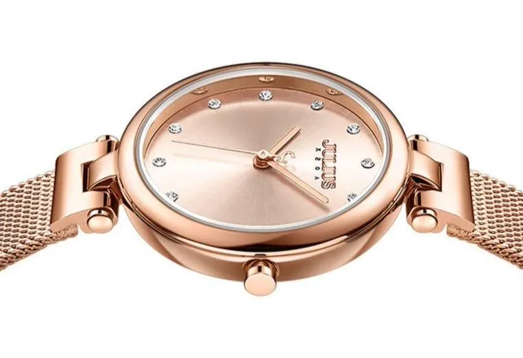 Elegant Black Mesh Stainless Steel Women's Timepiece by JULIUS: A Stylish Addition for Any Event (JA-1221D)