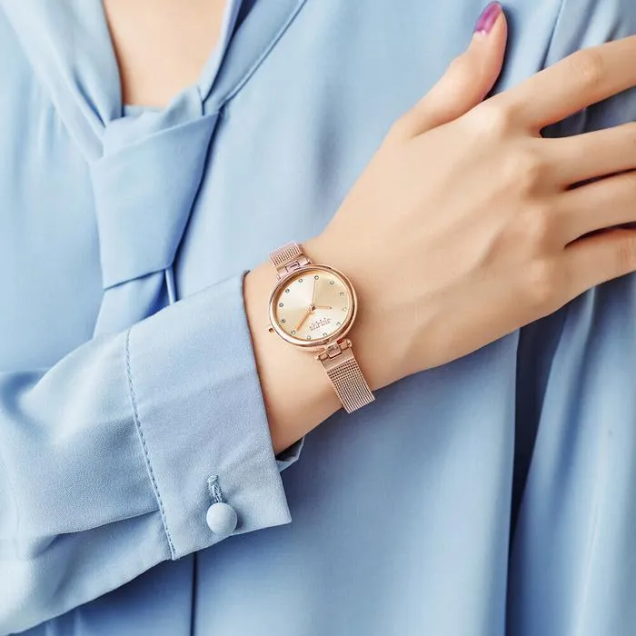 Elegant Black Mesh Stainless Steel Women's Timepiece by JULIUS: A Stylish Addition for Any Event (JA-1221D)