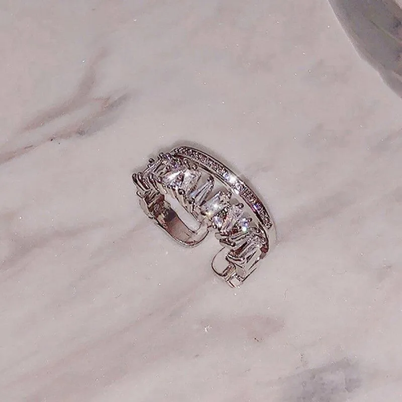 Elegant Fashion Double Layer Zircon Adorned Rings