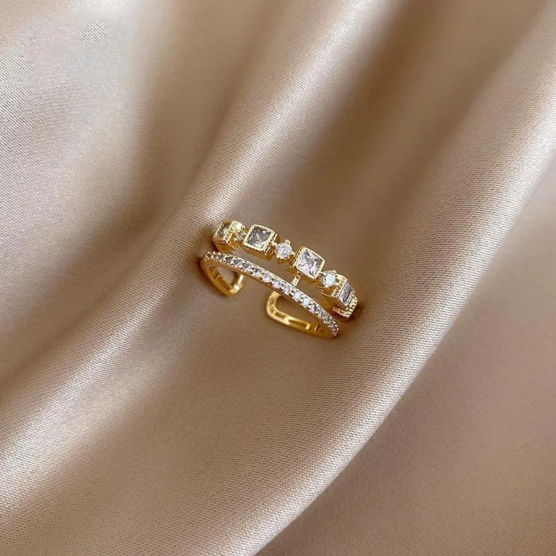Elegant Fashion Double Layer Zircon Adorned Rings