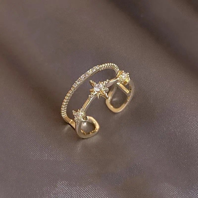 Elegant Fashion Double Layer Zircon Adorned Rings