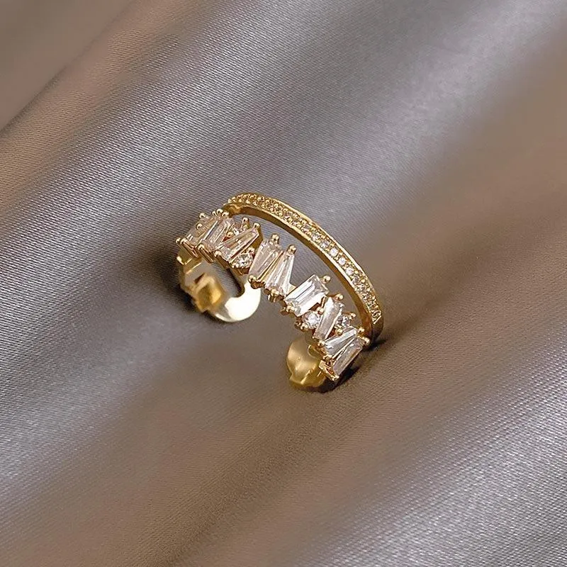 Elegant Fashion Double Layer Zircon Adorned Rings