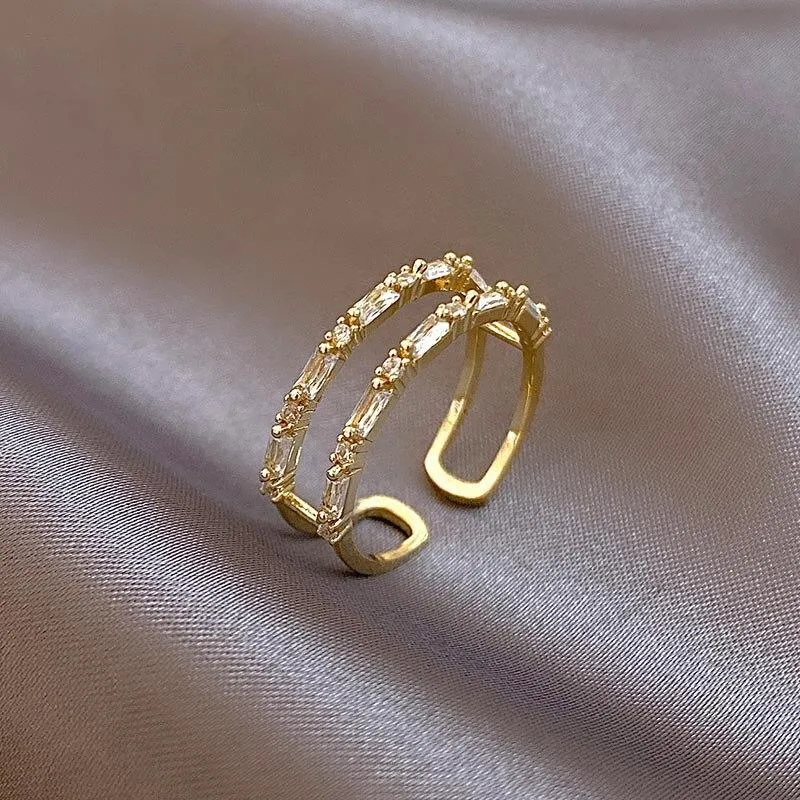 Elegant Fashion Double Layer Zircon Adorned Rings