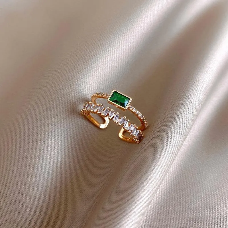 Elegant Fashion Double Layer Zircon Adorned Rings