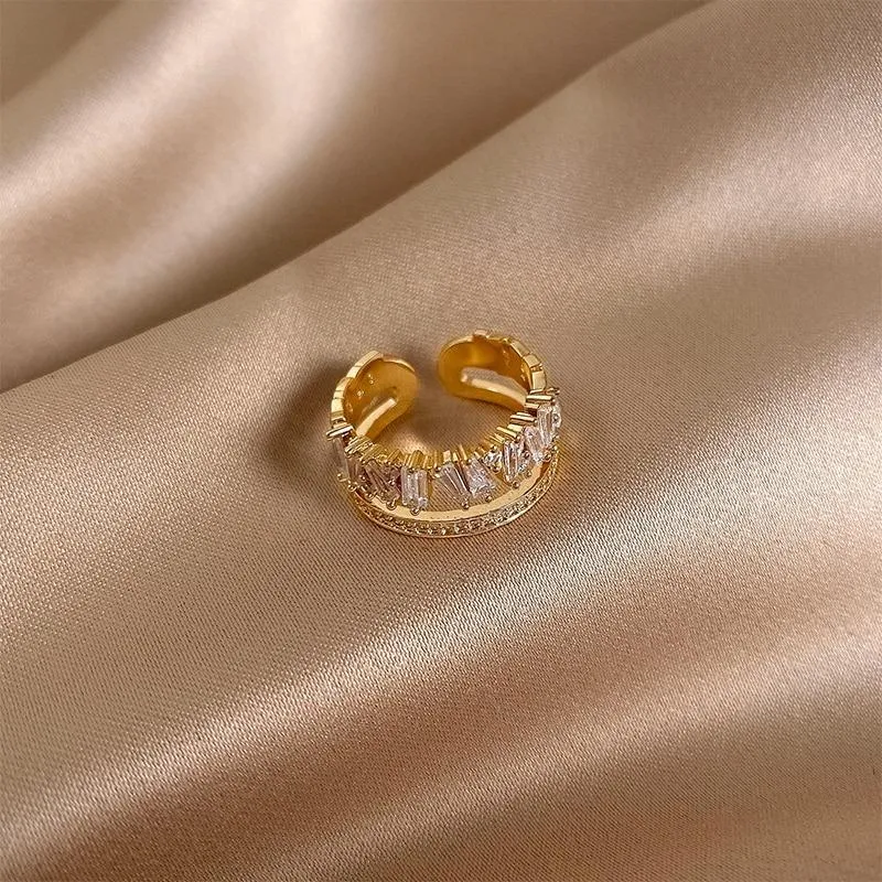 Elegant Fashion Double Layer Zircon Adorned Rings
