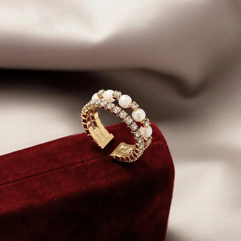 Elegant Fashion Double Layer Zircon Adorned Rings