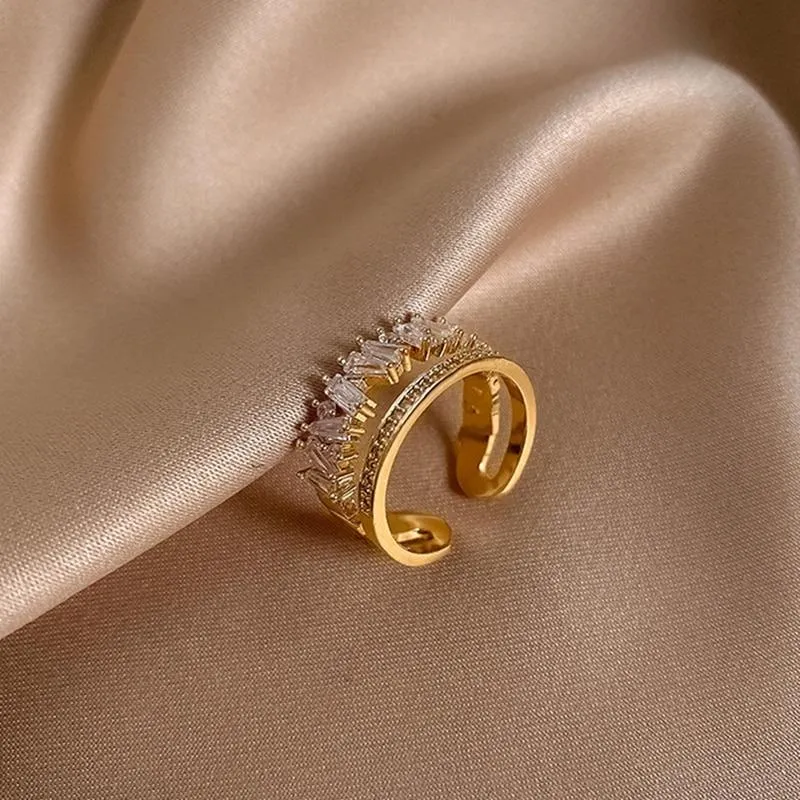 Elegant Fashion Double Layer Zircon Adorned Rings