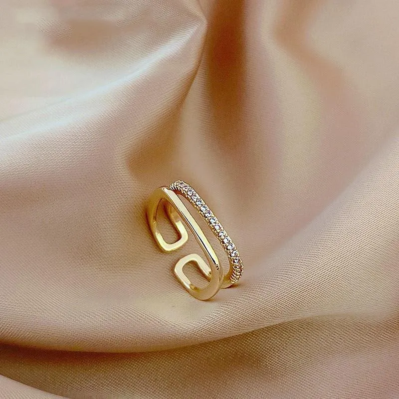 Elegant Fashion Double Layer Zircon Adorned Rings