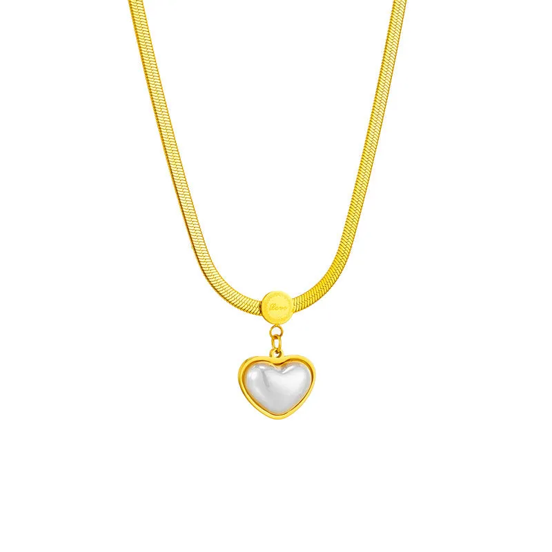 Elegant Heart Chain Titanium Steel Electroplating Necklaces