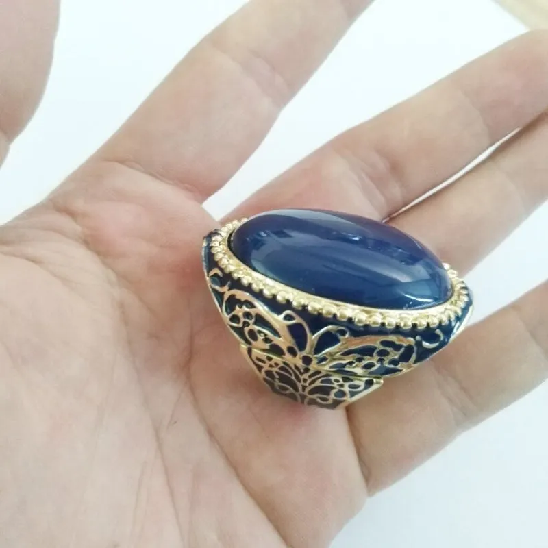 Elegant Vintage Fashion Blue Oval Shape Rings