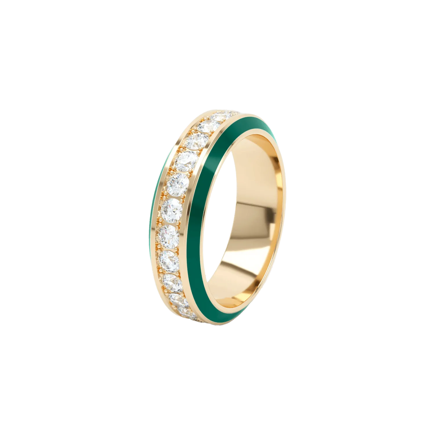 Eternity green enamel 6mm ring