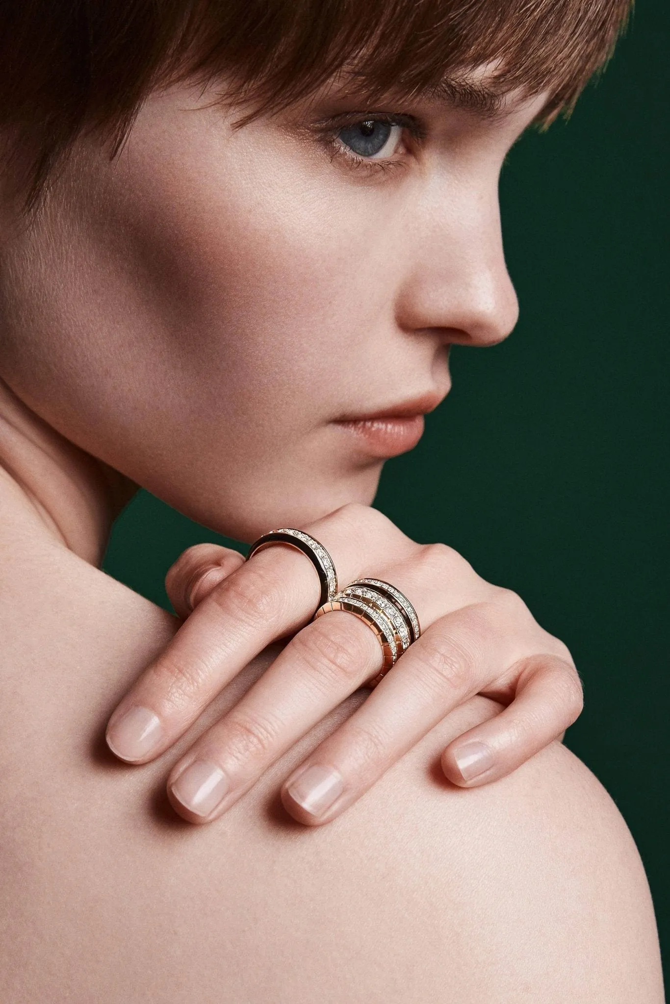 Eternity green enamel 6mm ring