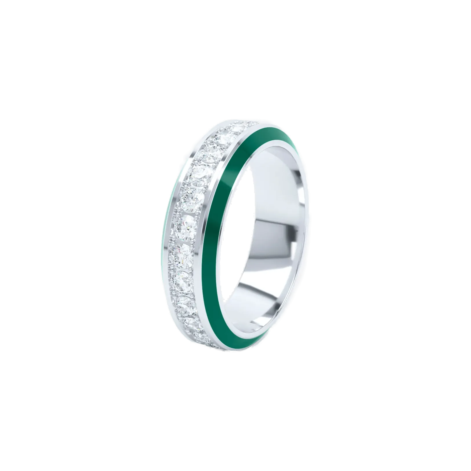 Eternity green enamel 6mm ring