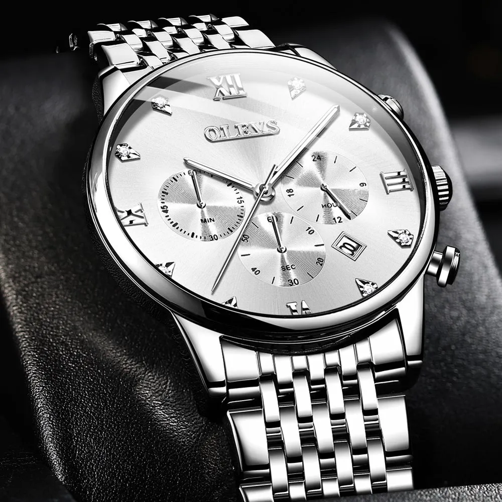 Exquisite Metal Quartz 30M Waterproof Nightglow Wristwatch 3 Color Choice