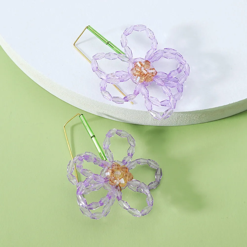 Fashion Acrylic Weave Flower Dangle Earrings For Women
