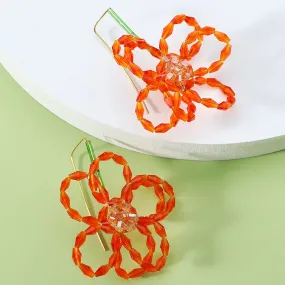 Fashion Acrylic Weave Flower Dangle Earrings For Women