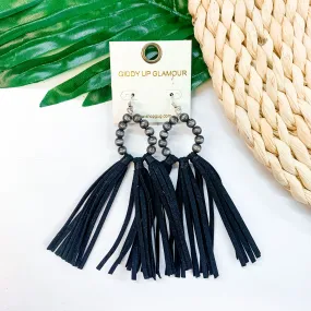 Feelin' Fabulous Navajo Teardrop Earrings With Leather Tassels in Black