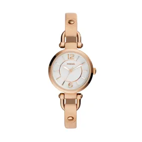 Fossil Ladies Georgia Mini Rose Gold Dial Cream Leather Band ES3745