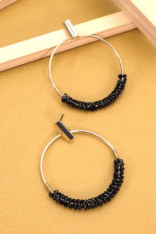 Glass Bead Circle Drop Earrings