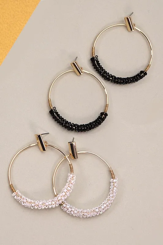 Glass Bead Circle Drop Earrings